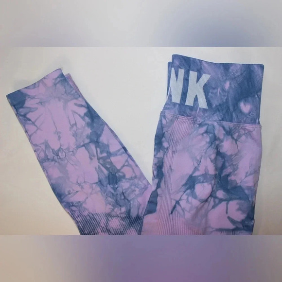 NWT Pink Active by Victoria’s Secret Tie Dye Seamless Stretchy Leggings Small - Picture 1 of 10